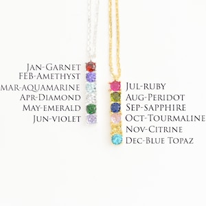 Custom Birth Stone Necklace - 925 Silver Family Birthstone Pendant - Family Bar Necklace - Dainty Birth Month Necklace - Birth Stone Jewelry