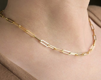 Thick Paperclip Link Necklace - 14k Gold PVD Stainless Steel