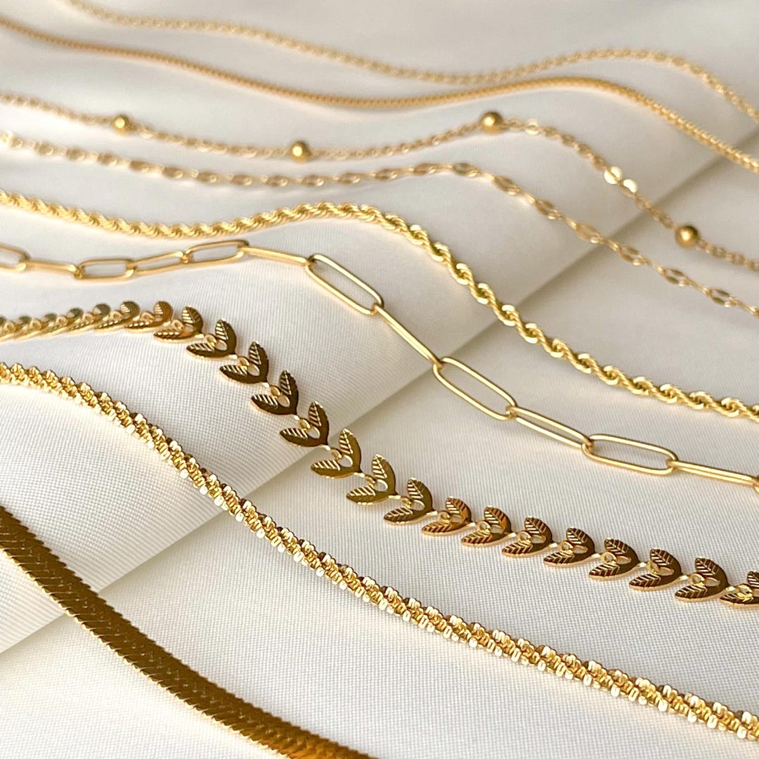 Dainty Gold Chain Necklace – Waterproof Stainless Steel Layering Chain ...