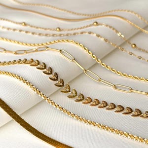 18k Gold Stainless Steel Chain Necklace – Waterproof Layering Jewelry