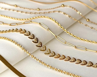 Dainty Gold Chain Necklace – Waterproof Stainless Steel Layering Chain