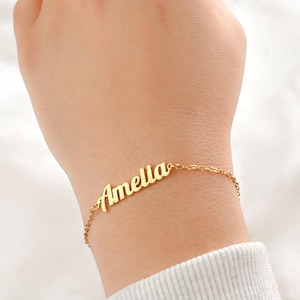 Custom Name Bracelet- Tarnish-free Name Bracelet - Personalized Name Bracelet - Customized 18k Gold Name Jewelry - Gift for Her