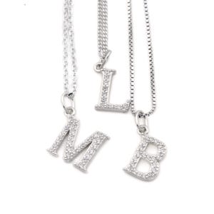 Collar con inicial de plata - Collar con letra de circonita cúbica en plata de ley 925 - Colgante con letra de diamante - Collar personalizado - Regalo para el Día de la Madre