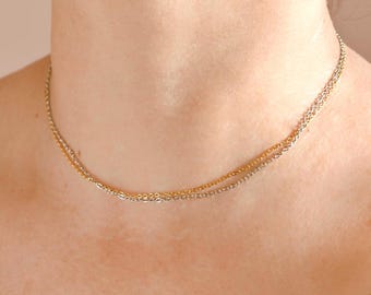 Two-Tone Cable Chain Necklace – Waterproof Mixed Metal Jewelry