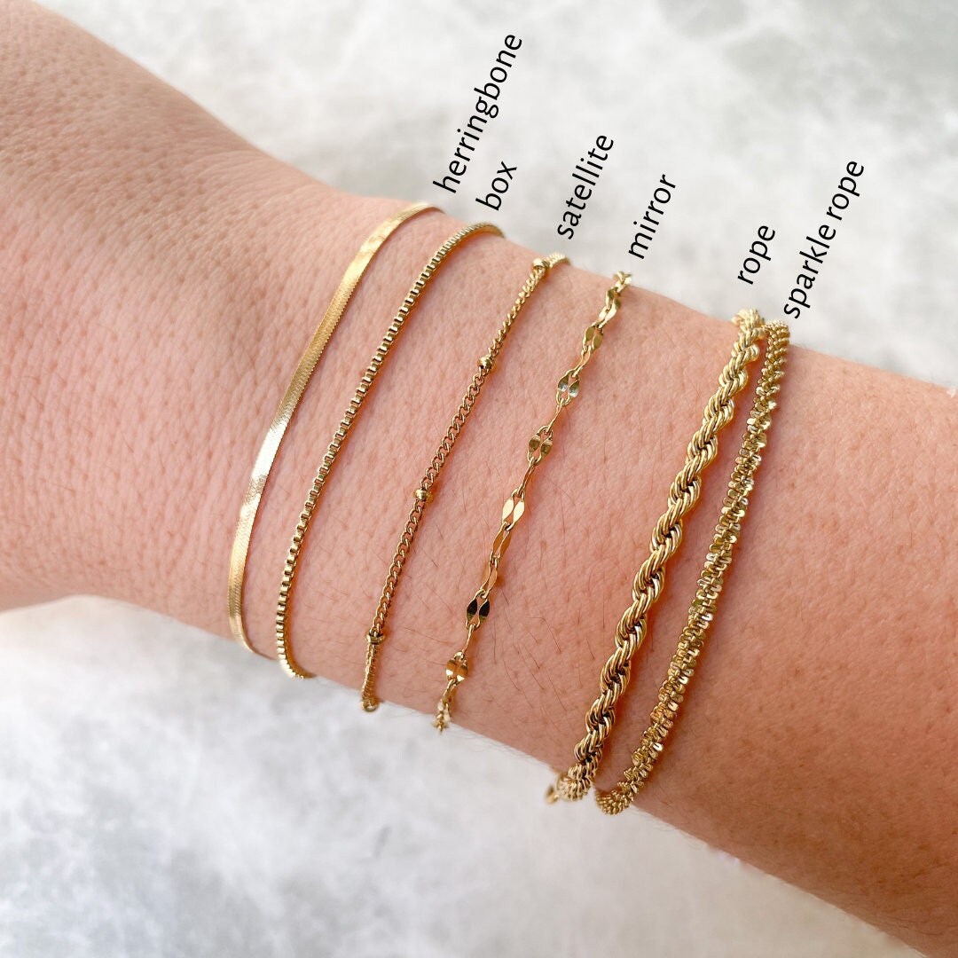 Dainty Gold Bracelets Non Tarnish Waterproof Gold Link Chain Etsy Canada