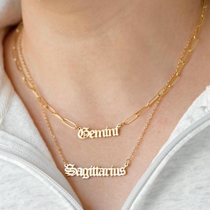 Collier zodiaque personnalisé - Collier chaîne du zodiaque étanche - Collier signe astrologique en acier inoxydable - Collier mot du zodiaque personnalisé