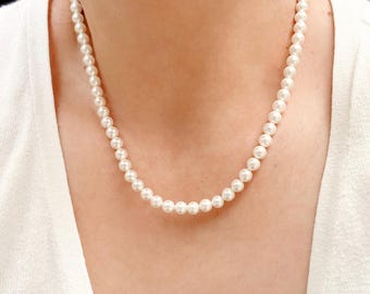 Dainty Shell Pearl Choker - Stainless Steel Clasp, Custom Lengths