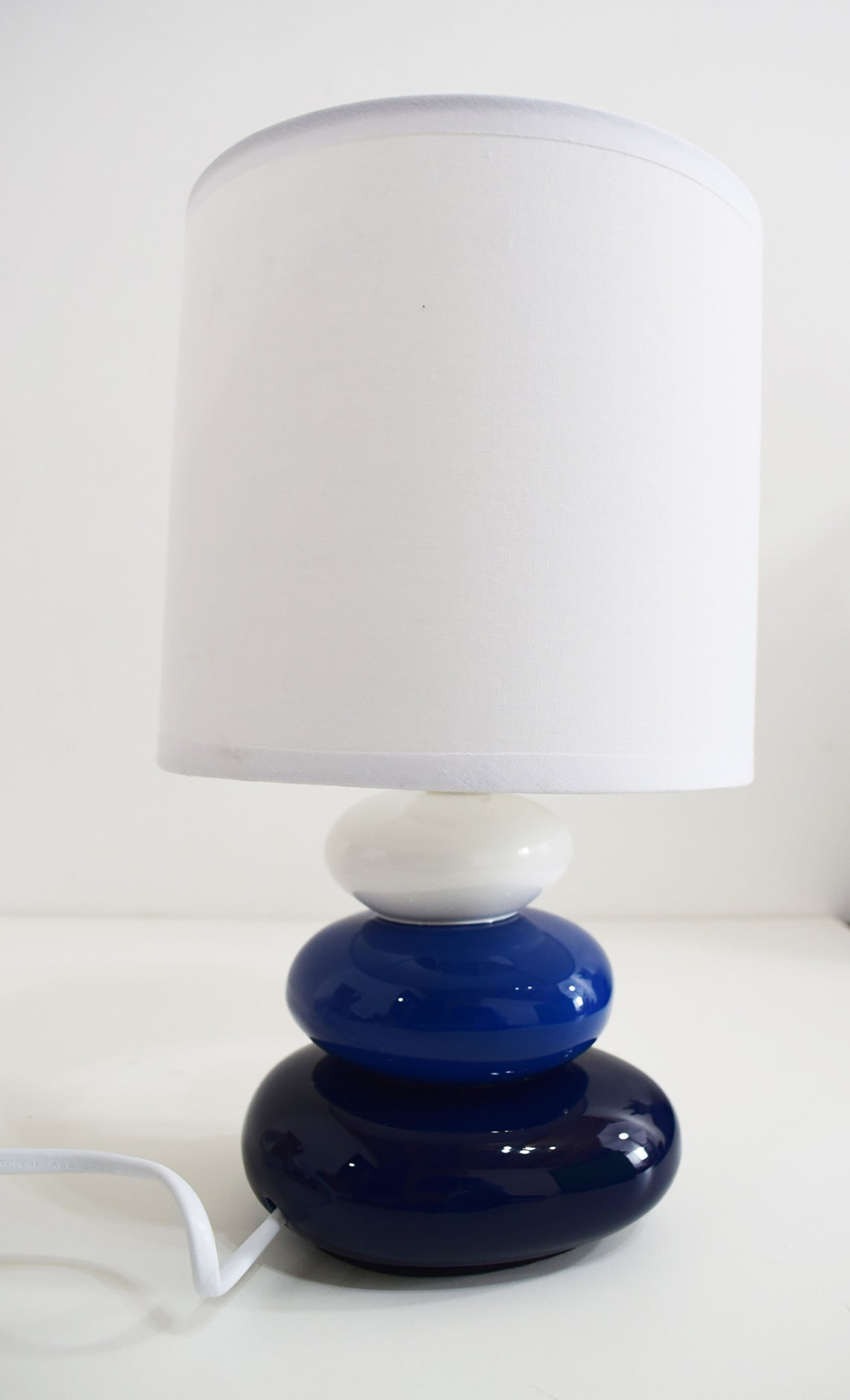 Ceramic Pebble Table Lamp With Shade and Inline Switch Etsy UK