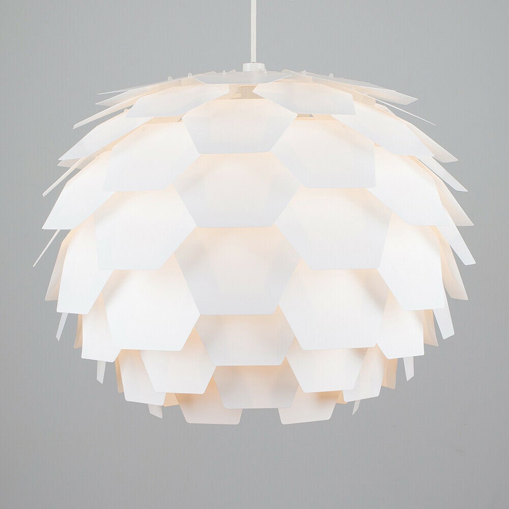 Large Ceiling Pendant Light Shade White Layered Design Easy Etsy