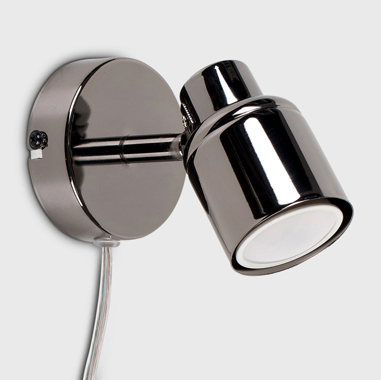 Plug in Wall Light Black Chrome Plugin Spotlight With Inline Etsy UK