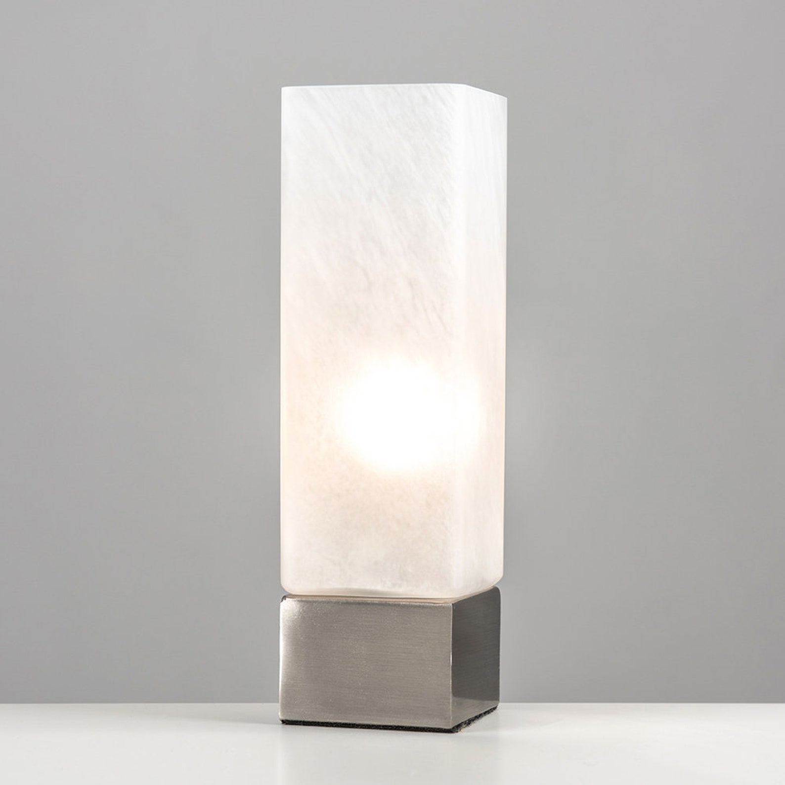 Metal & Glass LED Touch Table Lamp Light Square Frosted White Etsy