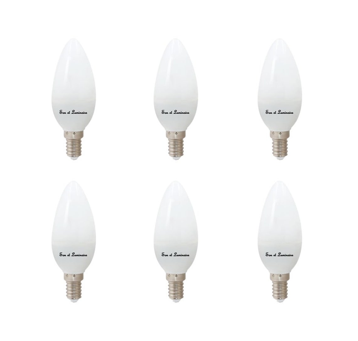 Pack 6 LED Candle Frost Bulbs SES E14 4000K Natural White 5W Etsy