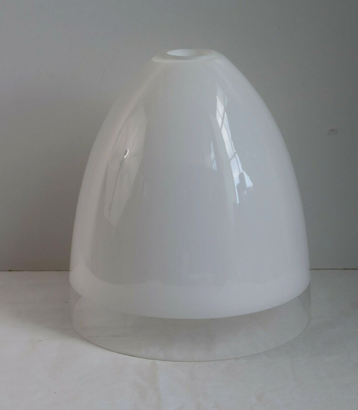 Large Modern Glass Dome Pendant Shade Opal White & Clear Lamp Etsy UK