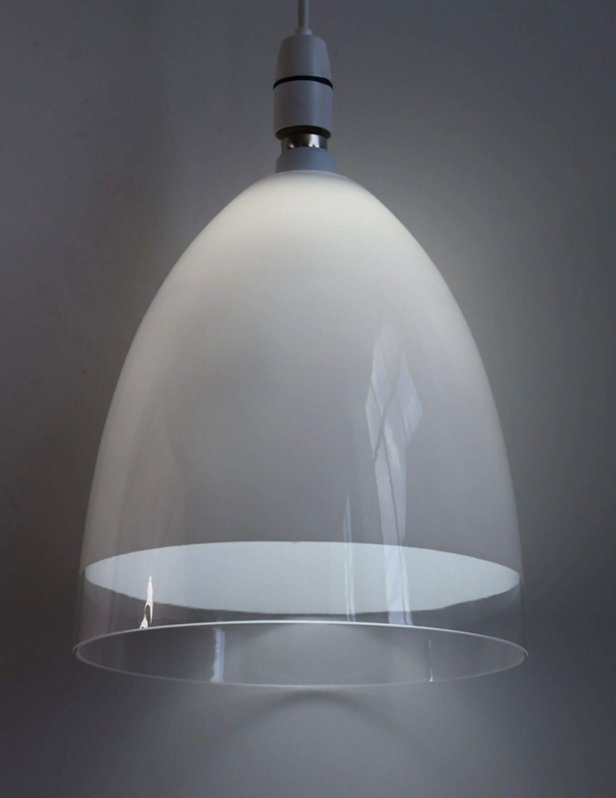 Large Modern Glass Dome Pendant Shade Opal White & Clear Lamp Etsy UK