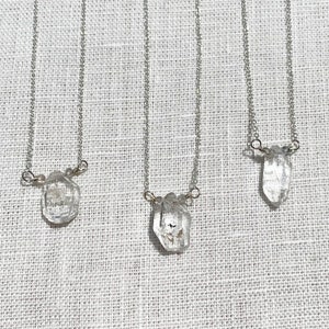Joyfulmuze Herkimer Diamond Crystal Necklace, Rutilated Quartz Natural Stone, 925 Sterling Silver Chain 18 inch,  Gifts for Men Women Girls