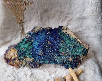 Azurite Malachite Specimen on Matrix - over 3kg - 35cm x 15 cm - With Stand - Excellent Quality - Reiki Charged