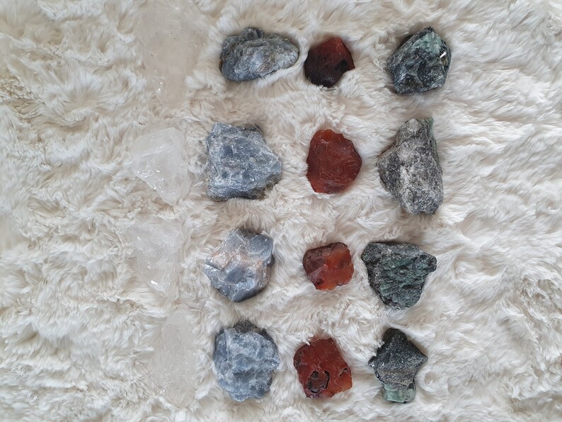 Elementals Crystal Bundle Reiki Charged Emerald Earth, Clear Quartz Air, Carnelian Fire, Blue Calcite Water image 8