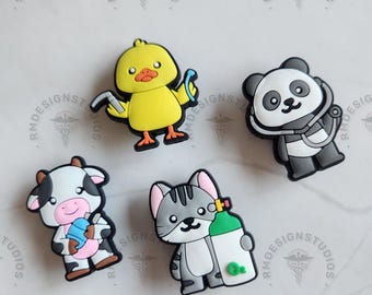 Medical Animal Shoe Charm Set – Cute RT & Healthcare-Themed Accessories