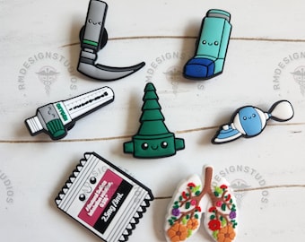 Respiratory Medical-Themed Shoe Charms, Healthcare Accessories, Great Gift