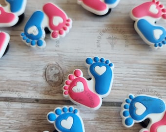 Pink & Blue Baby Feet Shoe Charm – Cute Newborn, Baby Shower Accessory