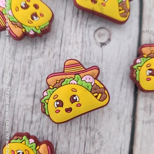 Cute Taco Shoe Charm, Fun Food Character Shoe Charm