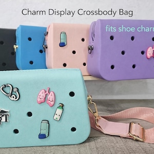Charm Display Crossbody Bag with Charms | Small Charm Bag | Shoe Charm Organizer Bag | Nurse Charm Bag | RT Charm Bag | Cute Crossbody