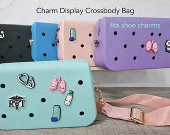 Charm Display Crossbody Bag with Charms | Small Charm Bag | Shoe Charm Organizer Bag | Nurse Charm Bag | RT Charm Bag | Cute Crossbody