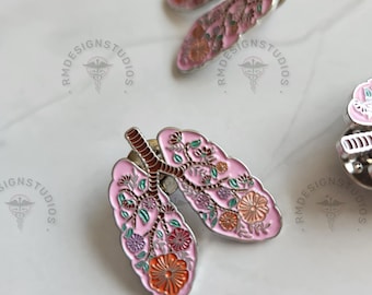 Floral Lungs Enamel Pin – Cute & Artistic Respiratory-Themed Accessory
