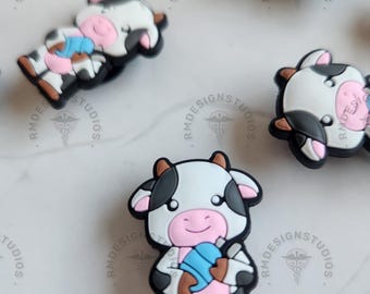Cow with Ambu Bag Shoe Charm – Cute & Fun Medical-Themed Accessory