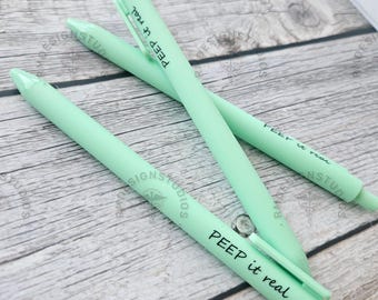 Pastel Mint Green Pen – “PEEP it real” | Funny Respiratory Therapy Pen | Black Ink | RT Gift