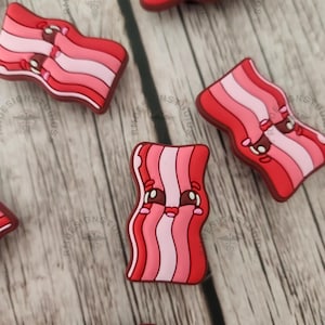Bacon Slice Shoe Charm, Fun Food Character Shoe Charm