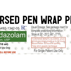 Versed Pen Wrap, Midazolam Pen Wrap, Nursing Pen Wrap