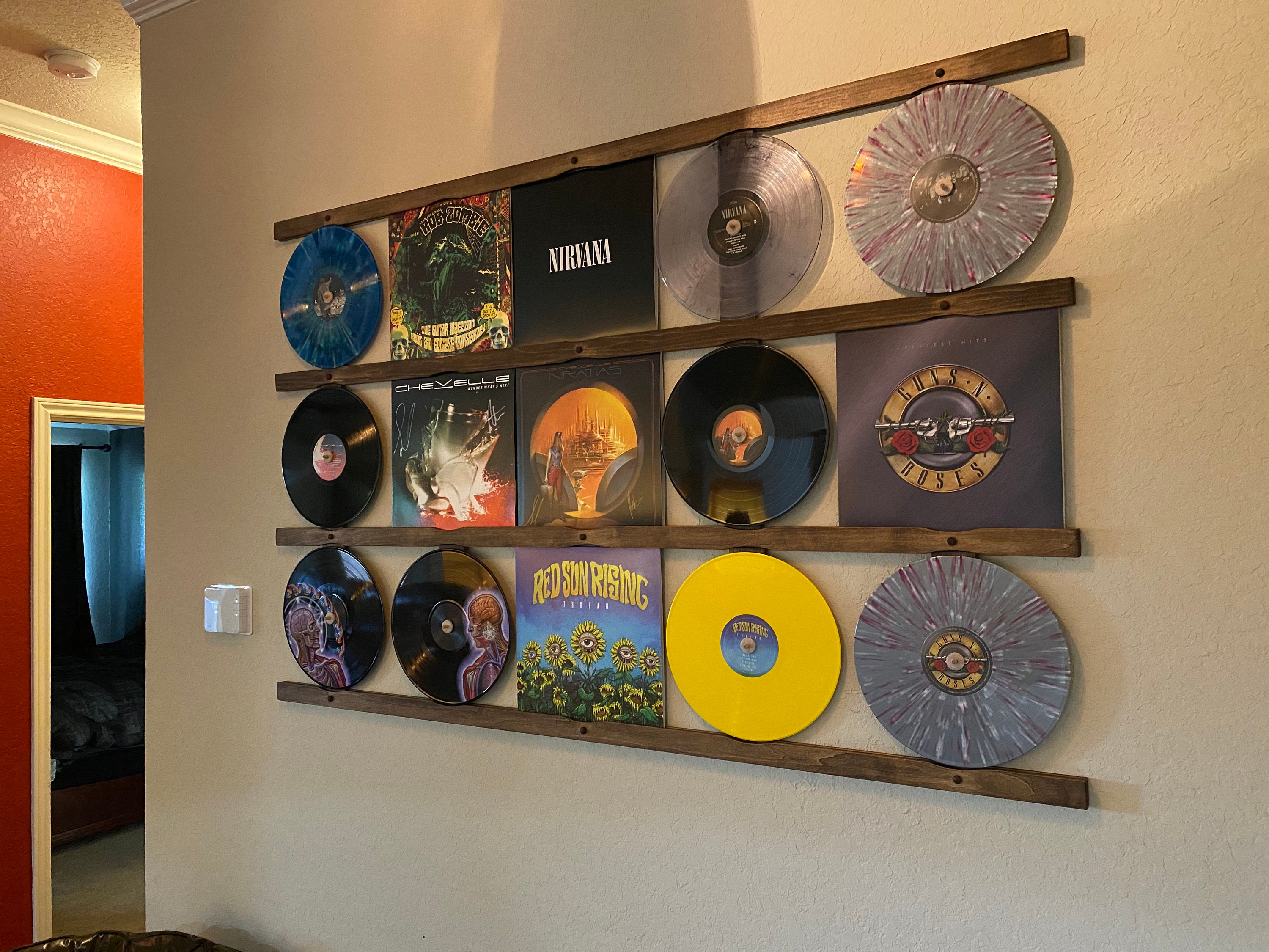 Vinyl record wall mounted shelf. Vinyl records holder. – Bixdesign