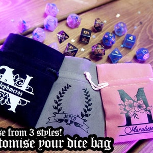 Personalised D&D Dice Bag/Pouch - Add Your Own Text | Dungeons and Dragons, Handmade Dice Bag, Custom Dice Bag, Custom DnD Gift, DnD Present