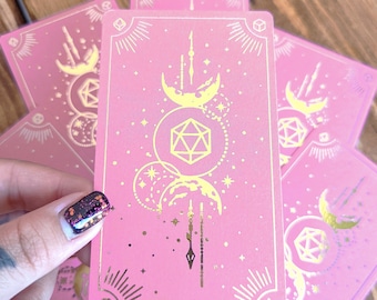 Custom Dungeons and Dragon Pink Spell Cards - For All Classes | D&D Spell Cards, DnD Spell Cards, DnD Present, DnD Christmas, Gold Foiled