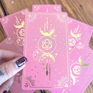 Custom Dungeons and Dragon Pink Spell Cards - For All Classes | D&D Spell Cards, DnD Spell Cards, DnD Present, DnD Christmas, Gold Foiled