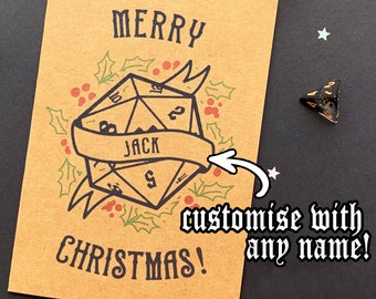 Gepersonaliseerde kerkers en draken kerstkaart | DnD kerstkaart, D&D Kerstmis, DnD Kerstmis, grappig DnD aanwezig, DnD Gift, DnD Kerstmis