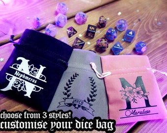 Personalised D&D Dice Bag/Pouch - Add Your Own Text | Dungeons and Dragons, Handmade Dice Bag, Custom Dice Bag, Custom DnD Gift, DnD Present