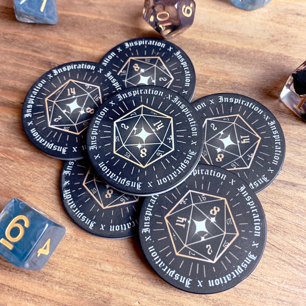 D&D inspiratietokens | Dungeons and Dragons Inspiration Tokens, DnD Gift, Cadeau voor Dungeon Master, RPG Tokens, D20 Tokens