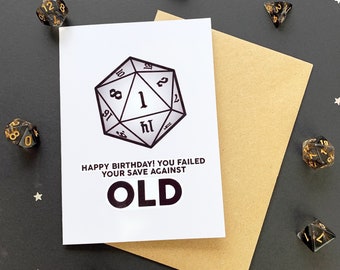 Funny D&D Birthday Card - Failed Save against OLD | Dungeons and Dragons Card, DnD Birthday, Funny DnD Present, DnD Card, DnD Love, DnD Gift