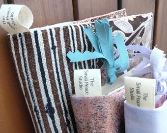 Mindfulness Meditation Books with Handmade Book Cover, upcycled vintage fabric, includes Notepad and Bookmark