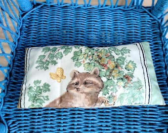 Handmade Organic Flaxseed & Homegrown Lavender Woodland Animals Eye Pillow, Vintage Fabric, Hot / Cold Compress
