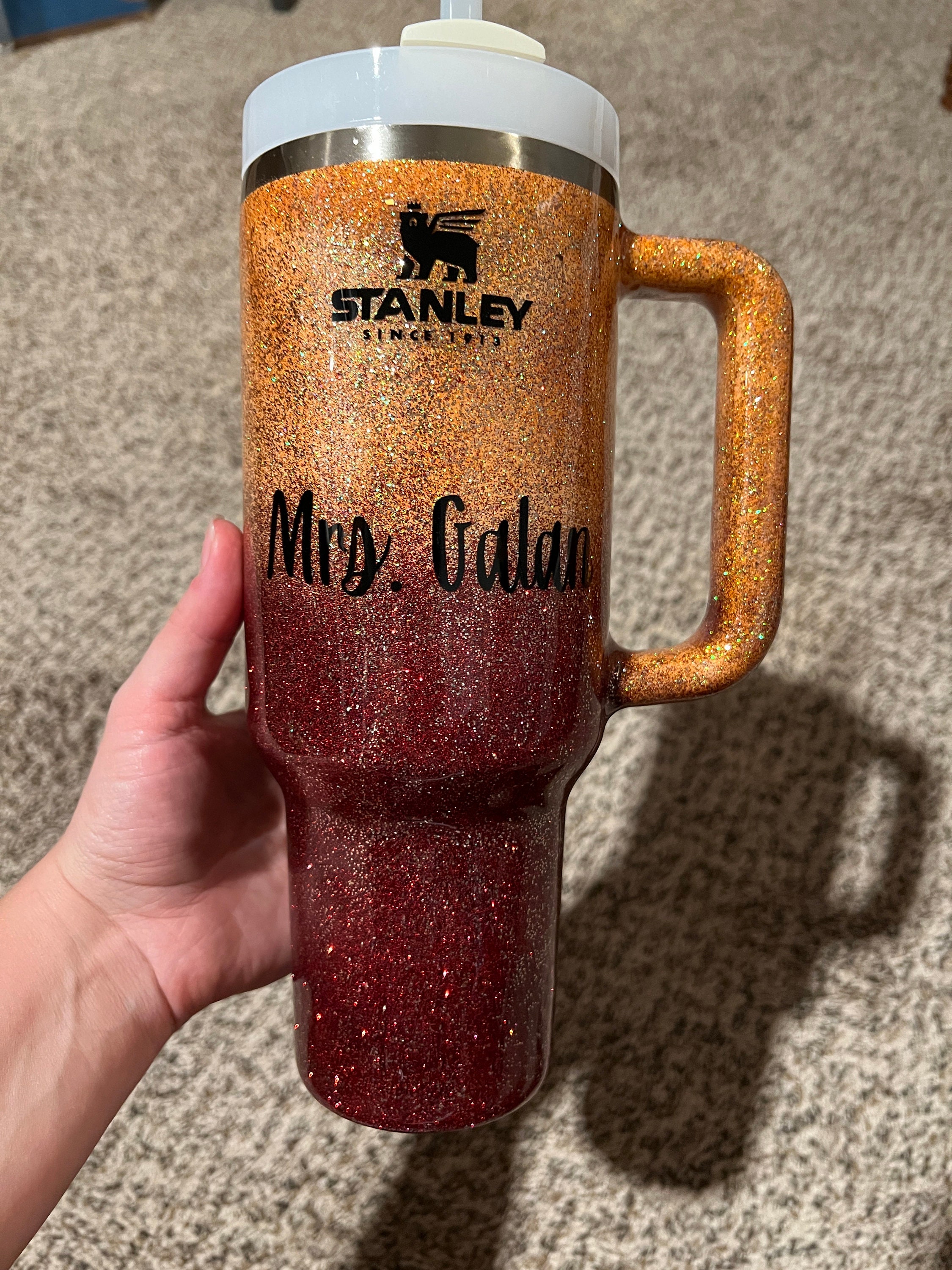 Customized Glitter Ombre Stanley Tumbler Pink Ombré Tumbler -  in 2023