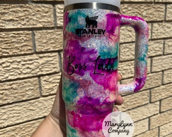 Glitter Ombre Dupe Tumbler, 40oz Tumbler With Handle, 40oz Glitter Tumbler  Cup, Stanley Dupe 40oz Tumbler, Ombre Glitter Tumbler, Custom Cup 