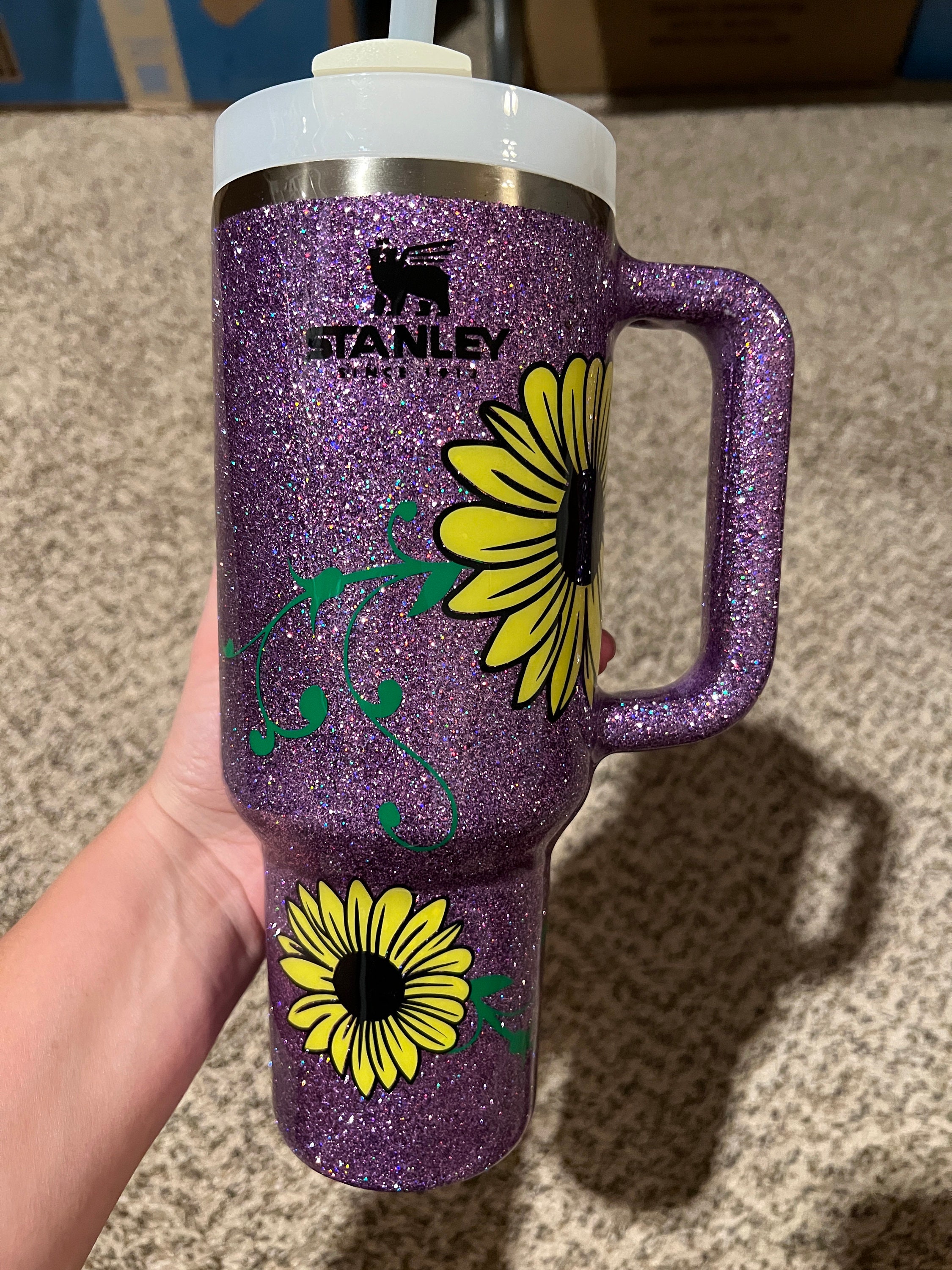 Customized Glitter Tie Dye Stanley Tumbler Glitter Tumbler 40oz  Personalized Tie Dye Tumbler Personalized Yeti Tumbler Stanley Dupe 