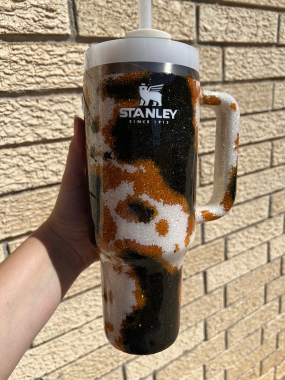 Glitter Cow print stanley dupe tumbler