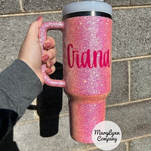 Customized Blush Pink Glitter Stanley Tumbler