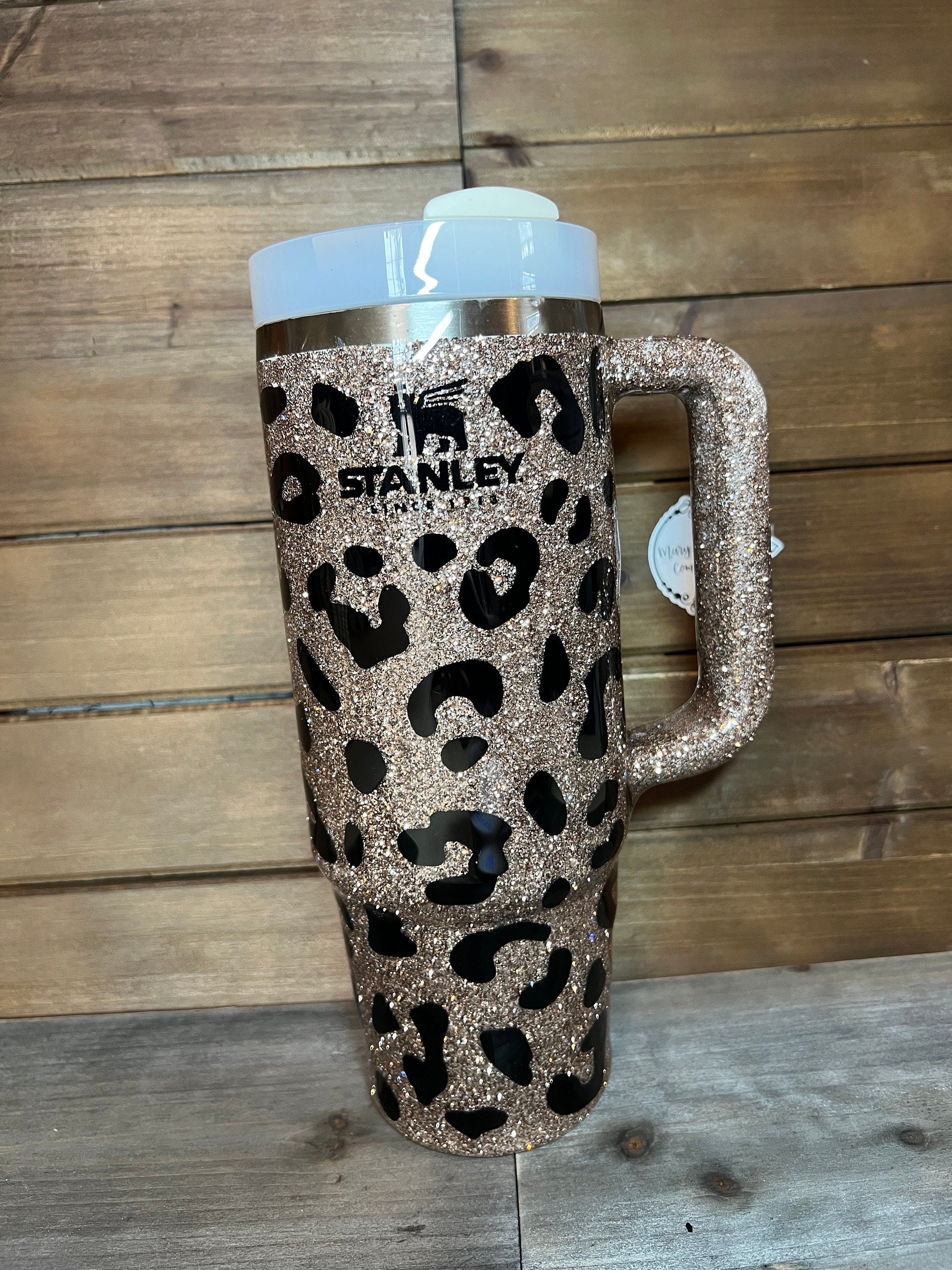 Customized Gold Cheetah Glitter Stanley Tumbler Personalized Leopard Print  Stanley Tumbler Personalized Yeti Tumbler Stanley Dupe 