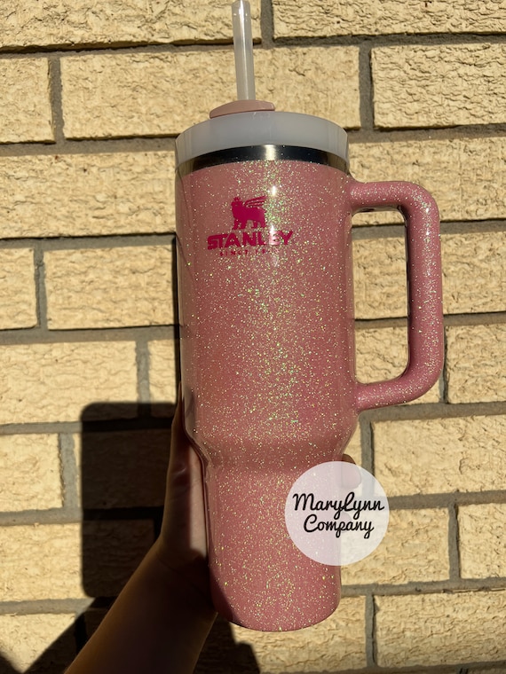 Customized Pink Glitter Stanley Tumbler Blush Pink Glitter Tumbler