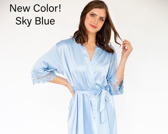 Sky Blue Bridesmaid Robes | Bridesmaid Gift | Bridal Party Robe | Bridesmaid Proposal| Getting ready outfit | Wedding Robes